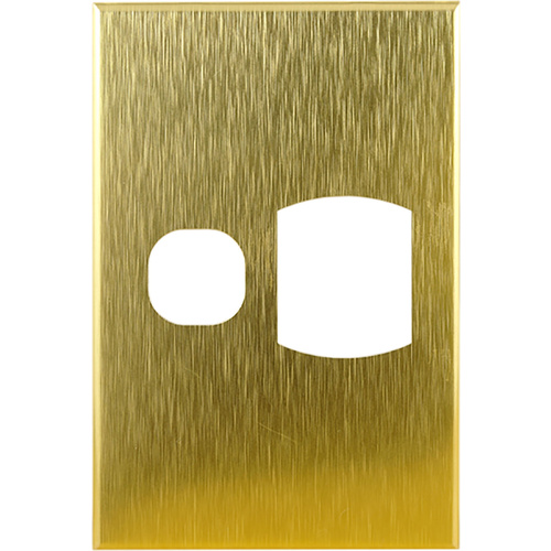 Connected Switchgear GEO Vertical Single Powerpoint Brushed Brass Aluminium Cover