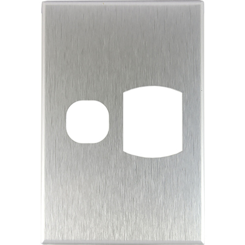 Connected Switchgear GEO Vertical Single Powerpoint Brushed Silver Aluminium Cover