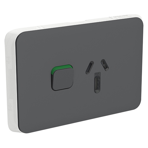 Clipsal Iconic Single Powerpoint 15A Skin Anthracite