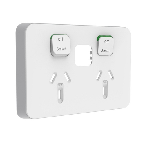 Clipsal Iconic Connected Socket Double Powerpoint Skin Vivid White