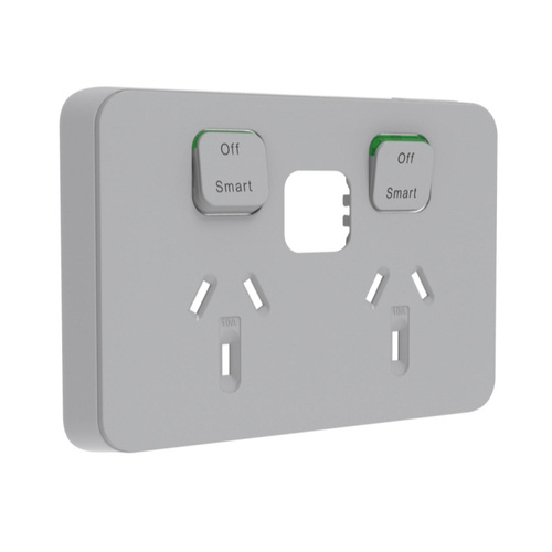 Clipsal Iconic Connected Socket Double Powerpoint Skin Warm Grey