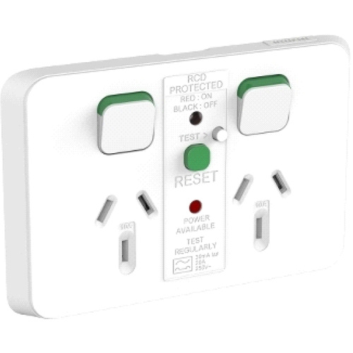 Clipsal Iconic 30mA 10A RCD Protected Double Powerpoint