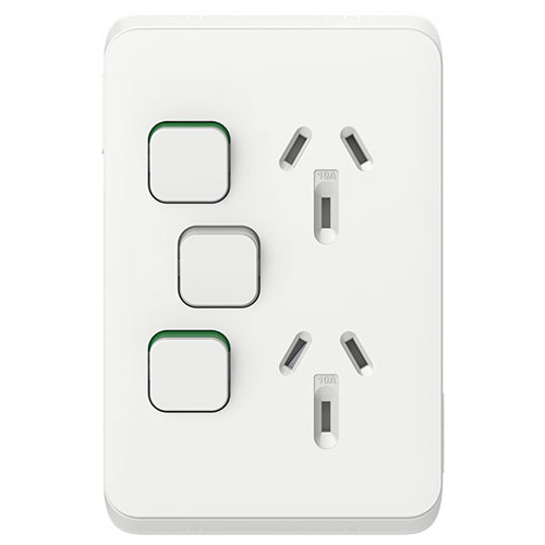 Clipsal Iconic Vertical Double Powerpoint + Extra Switch 10A
