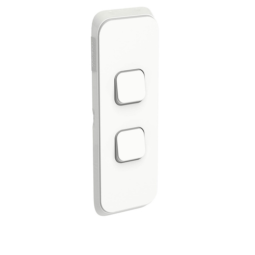 Clipsal Iconic 2 Gang Architrave Switch Skin White
