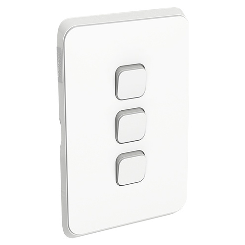 Clipsal Iconic 3 Gang Switch Skin Vivid White