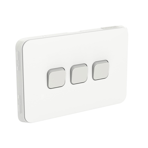 Clipsal Iconic 3 Gang Horizontal Switch 10A White