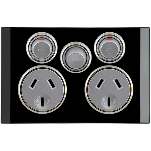 Clipsal Saturn Double Powerpoint with Removable Extra Switch Espresso Black