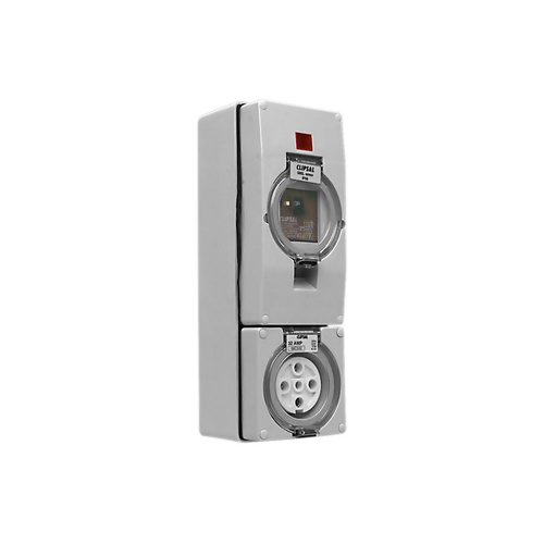 Clipsal 56 Series Round 5 Pin 32A RCD Protected Switched Socket Grey