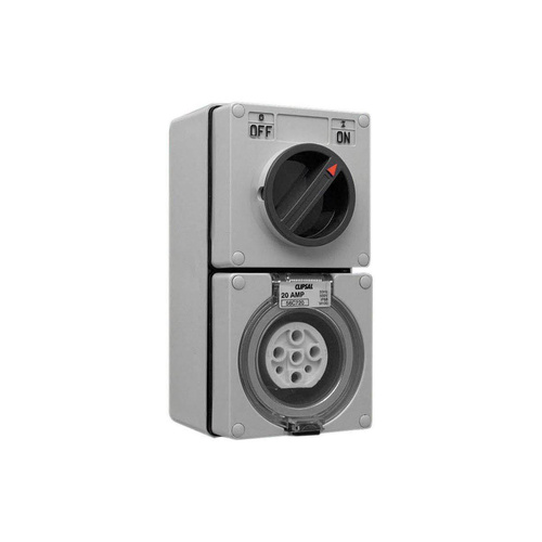 Clipsal 56 Series Round 7 Pin 20A Switched Socket Grey