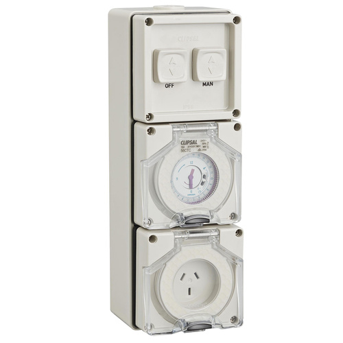 Clipsal 56 Series Flat 3 Pin 10A Switched Socket with Timer Grey