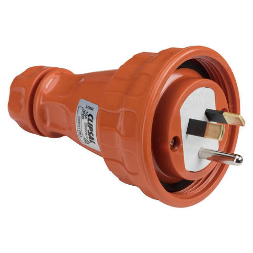 Clipsal 56 Series 3 Pin 10A Straight Plug Resistant Orange
