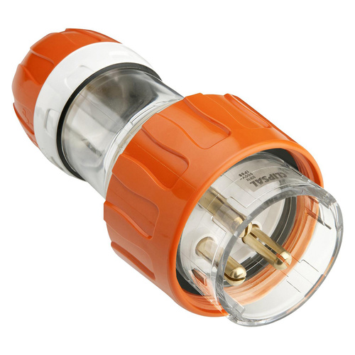 Clipsal 56 Series Round 3 Pin 20A Straight Plug Electric Orange