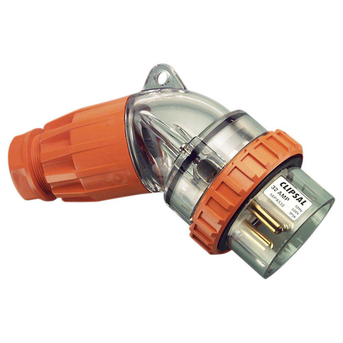 Clipsal 56 Series Round 5 Pin 32A Angled Plug Electric Orange