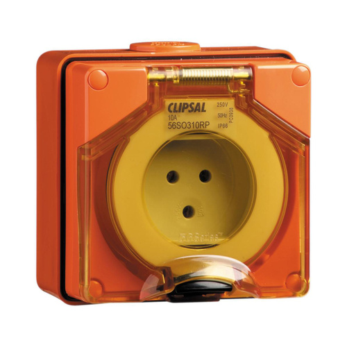 Clipsal 56 Series Round 3 Pin 10A Socket Resistant Orange