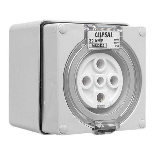 Clipsal 56 Series Round 5 Pin 32A Wall Socket Grey