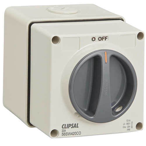 Clipsal 56 Series 4 Pole 20A Reversing & Change Over Switch Grey