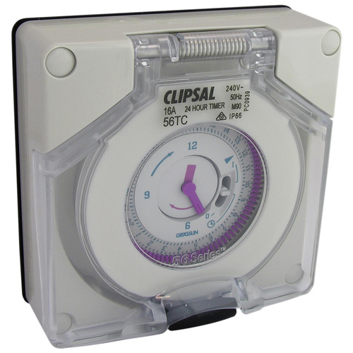 Clipsal 56 Series 16A 24 Hour Timer Switch Less Enclosure Grey