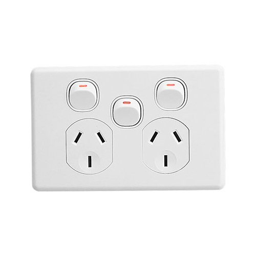 Clipsal Classic Double Powerpoint + Extra Switch