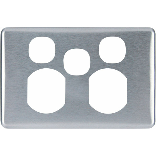 Clipsal Classic Double Powerpoint + Extra Switch Brushed Aluminium