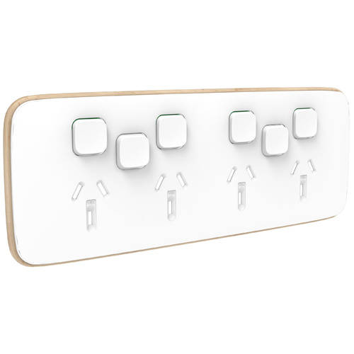Clipsal Iconic Essence Quad Powerpoint + Extra Switch Skin Arctic White