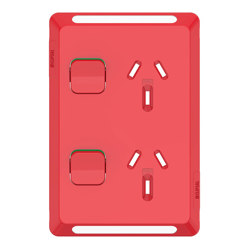 Clipsal Pro Double Vertical Powerpoint 10A Skin Red