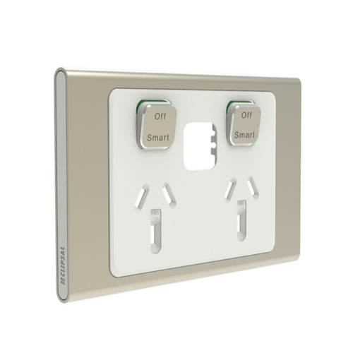 Clipsal Iconic Styl Connected Socket Double Powerpoint Skin Crowne