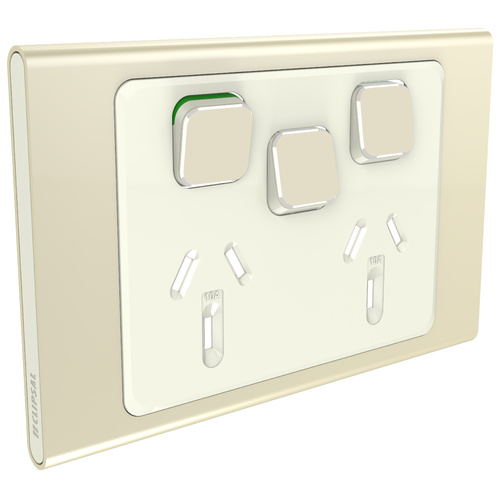 Clipsal Iconic Styl Double Powerpoint with Extra Switch Skin Crowne