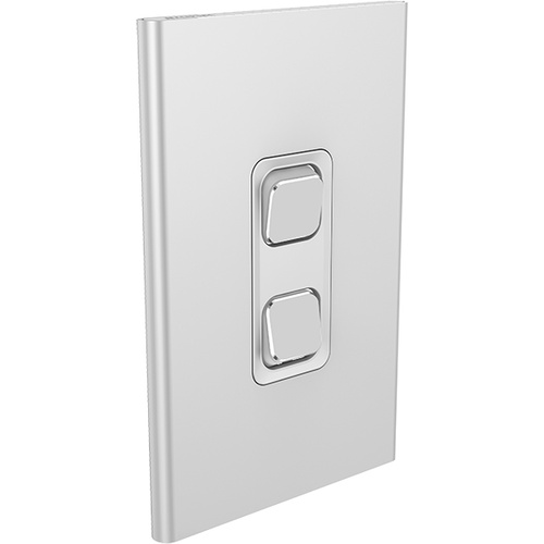 Clipsal Iconic Styl 2 Gang Switch Skin Silver