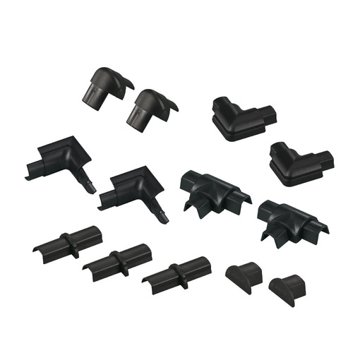 D-Line 13 Piece 16x8mm Black Cable Cover Accessory Joiner Kit