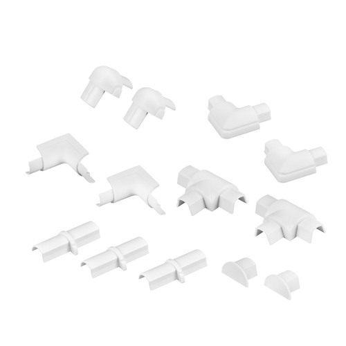 D-Line 13 Piece 16x8mm White Cable Cover Accessory Joiner Kit