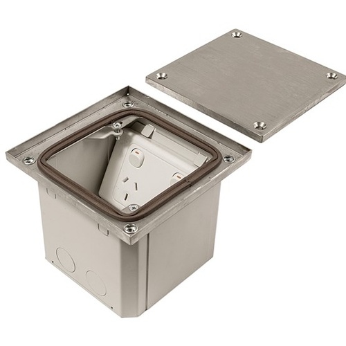 ECD Heavy Duty Water Resistant Stainless Steel Flush Floor Box