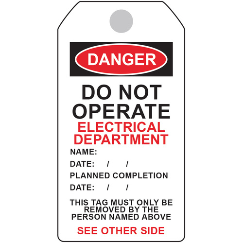 Danger Tag - Electrical Department (5 Pack)