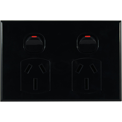 Connected Switchgear GEO Double Powerpoint 15A Black