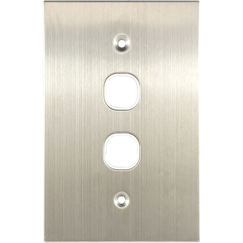 Connected Switchgear Stainless Steel 2 Gang Plate White