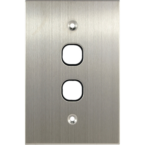 Connected Switchgear Stainless Steel 2 Gang Plate Black