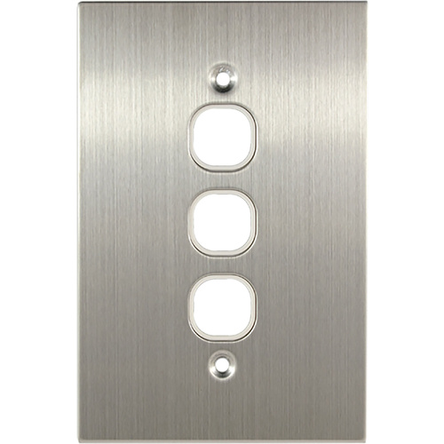 Connected Switchgear Stainless Steel 3 Gang Plate White