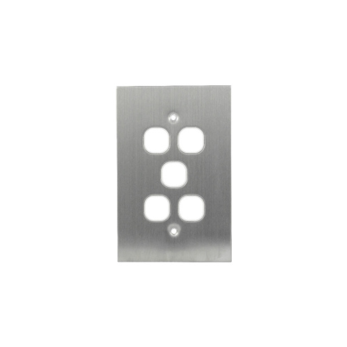 Connected Switchgear Stainless Steel 5 Gang Plate White