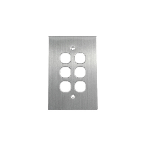 Connected Switchgear Stainless Steel 6 Gang Plate White