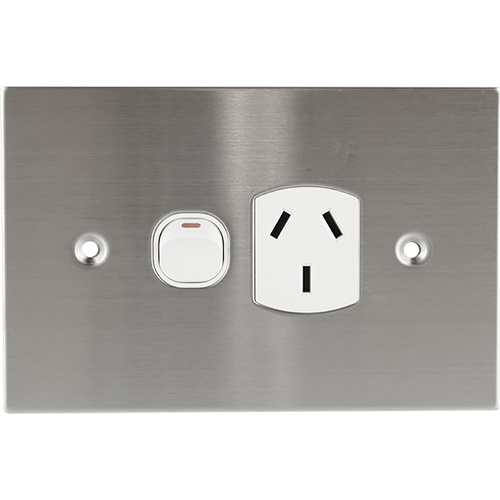 Connected Switchgear Stainless Steel Single Powerpoint White