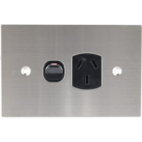 Connected Switchgear Stainless Steel Single Powerpoint Black