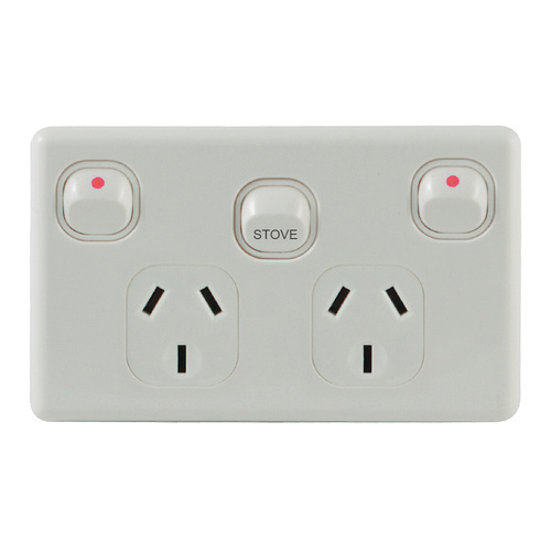 QCE Slimline Double Powerpoint + Extra Switch STOVE