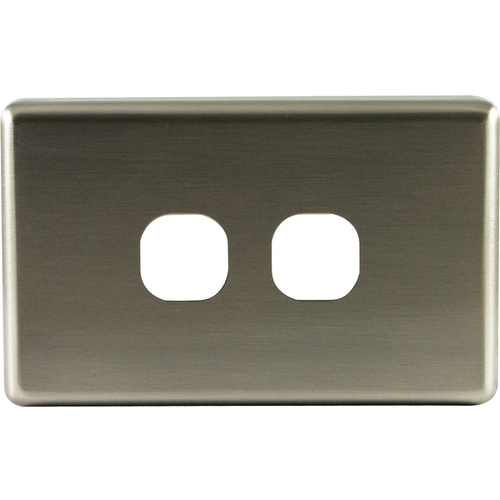 QCE Two Gang Aluminium Brushed Silver Metal Cover