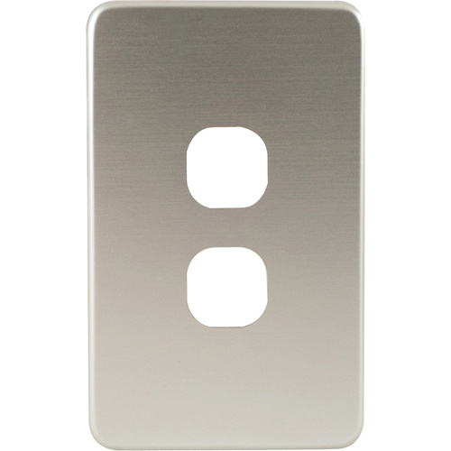 QCE Slimline 2 Gang Switch Brushed Silver Metal Cover