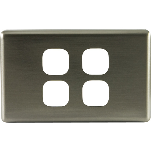 QCE Four Gang Aluminium Brushed Silver Metal Cover