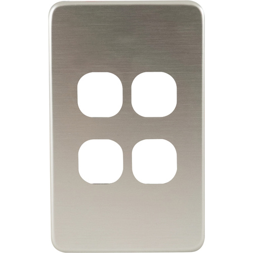 QCE Slimline 4 Gang Switch Brushed Silver Metal Cover