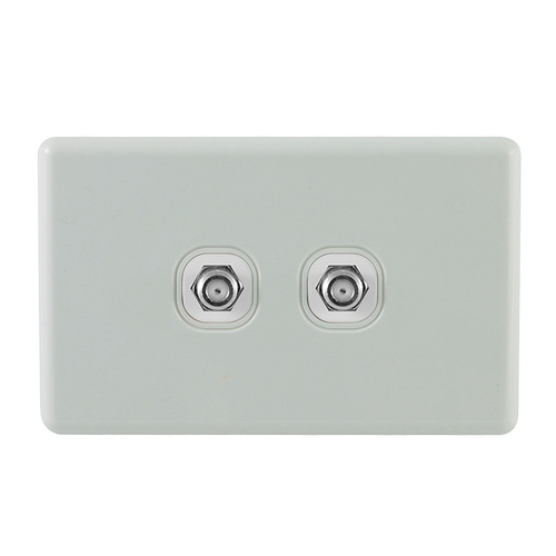 QCE Slimline Twin TV Outlet Antenna Socket for PAY TV (F-Type)